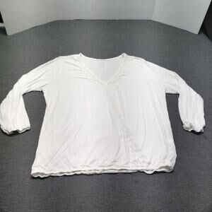 Soho New York & Company Womens XL White Long Sleeve V-Neck Wrap Blouse Top